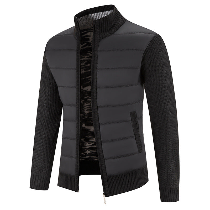 Herren nan Hybrid-Strick-Steppjacke mit wattierter Front, ergonomischen Strickärmeln und hohem Stehkragen EB