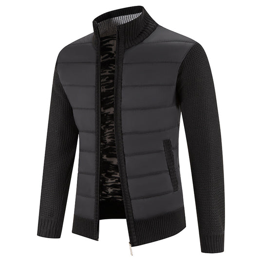 Herren nan Hybrid-Strick-Steppjacke mit wattierter Front, ergonomischen Strickärmeln und hohem Stehkragen EB