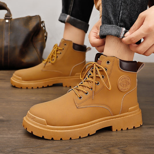 Herren Robuste Schnürboots aus hochwertigem Leder mit rutschfester Sohle EB