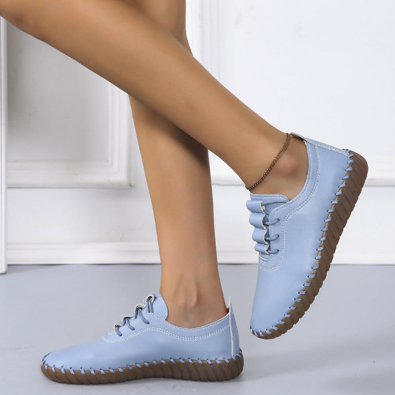 Damen handgenähter Komfort-Sneaker mit elastischer Schnürung und profilierter Kautschuksohle EB