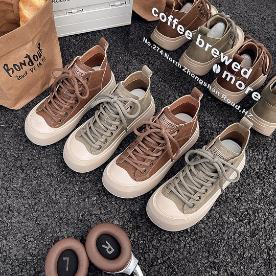 Damen modische High-Top Sneakers mit robustem Sohlenprofil und atmungsaktivem Obermaterial EB