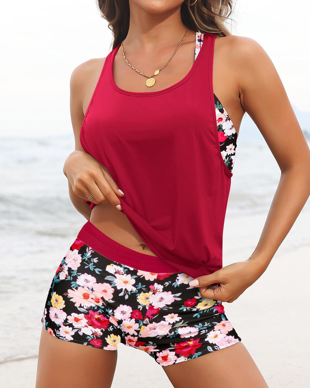 Damen Sportliches Tankini-Oberteil mit elegantem Rückenausschnitt EB