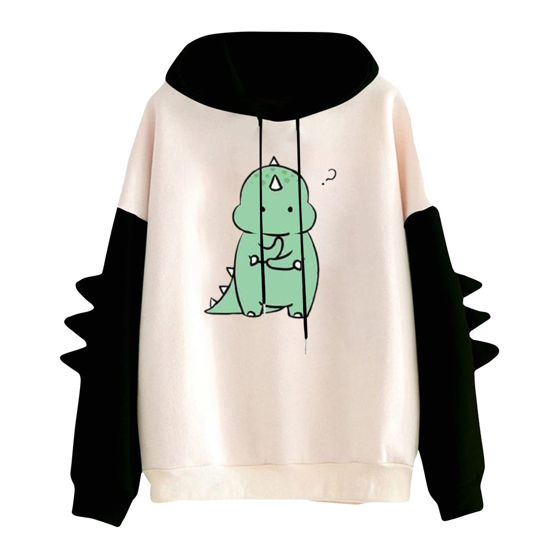 Damen nan Kapuzenpullover mit niedlichem Dinosaurier-Print und dreidimensionalen Ärmeldetails EB