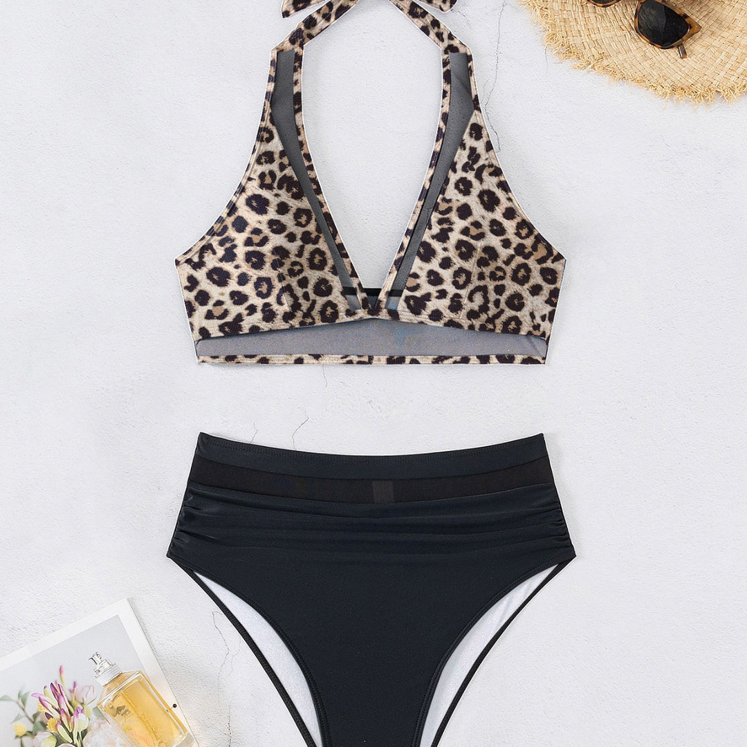 Damen Hochtaillierter Bikini mit transparenten Einsätzen und raffiniertem Schnitt EB