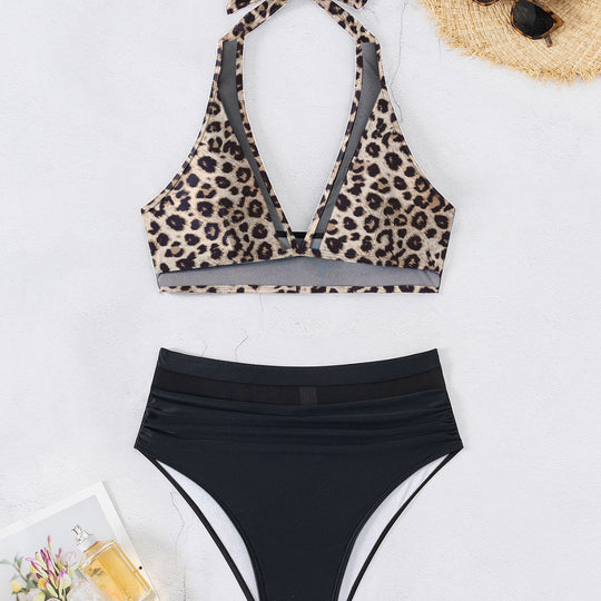 Damen Hochtaillierter Bikini mit transparenten Einsätzen und raffiniertem Schnitt EB
