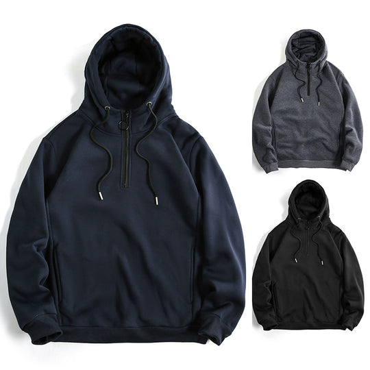 Damen Modischer Kapuzenpullover mit halbem Reißverschluss und weichem Innenfutter EB