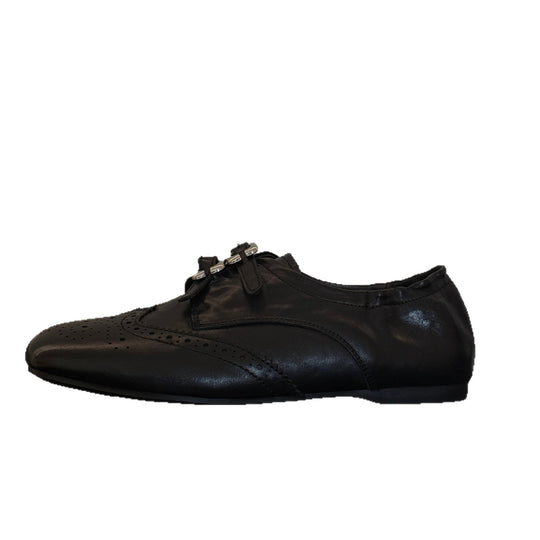 Damen klassische Schnürschuhe mit edlen Zierschnallen EB