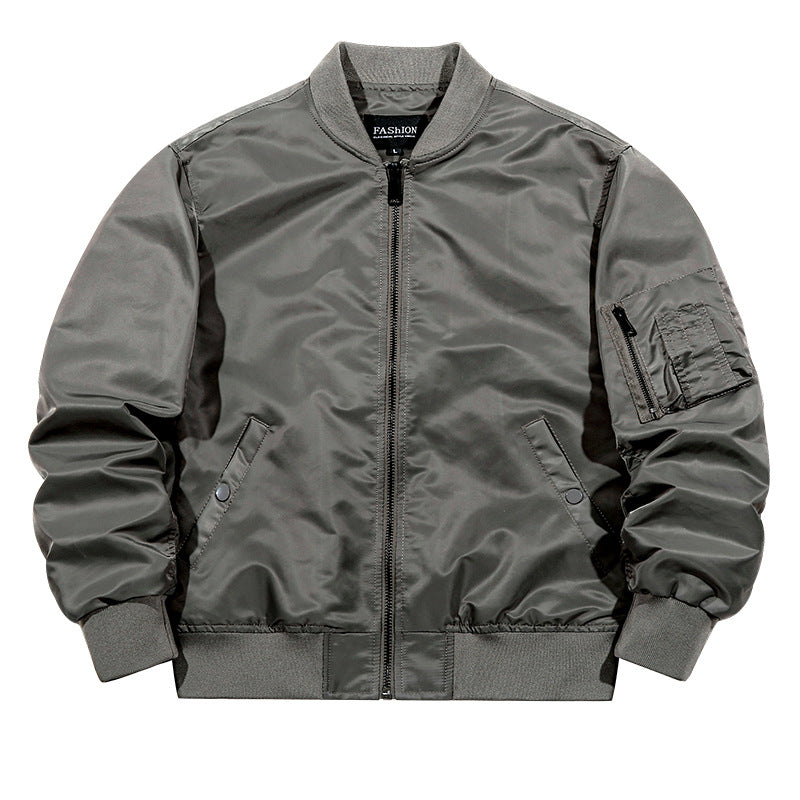 Men's  matte-shell insulated bomber jacket with reinforced sleeve zip pocket and snap-flap hand pockets EB