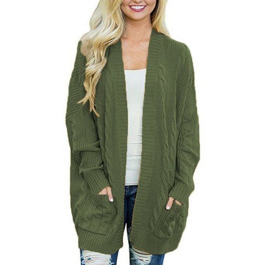 Damen Grobstrick Cardigan mit tiefen Taschen und eleganter Struktur EB