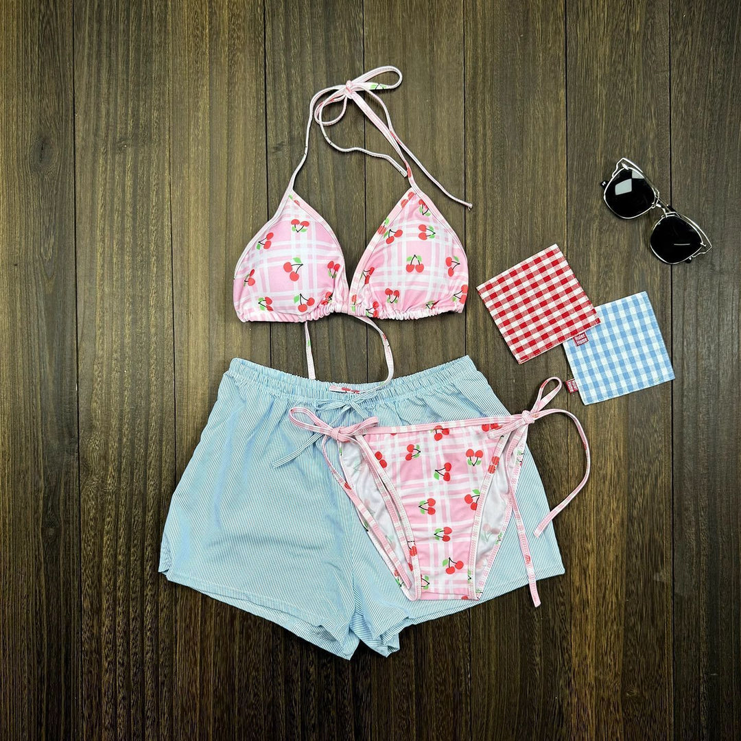 Damen Badeanzug Set mit verspieltem Kirschmotiv EB