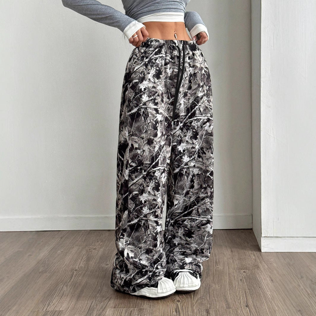Damen Bequeme Freizeithose mit floralem Design und elastischem Bund EB