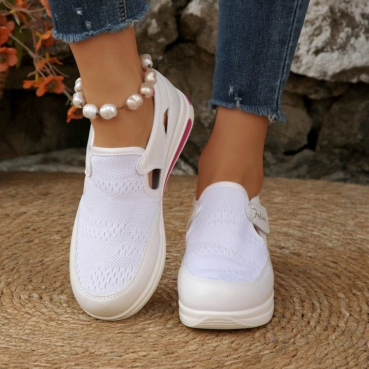 Damen atmungsaktive Slip-On Sneakers mit elastischem Obermaterial EB