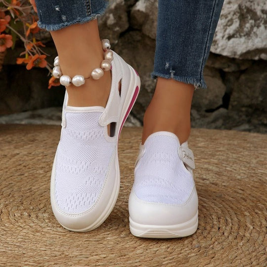 Damen atmungsaktive Slip-On Sneakers mit elastischem Obermaterial EB