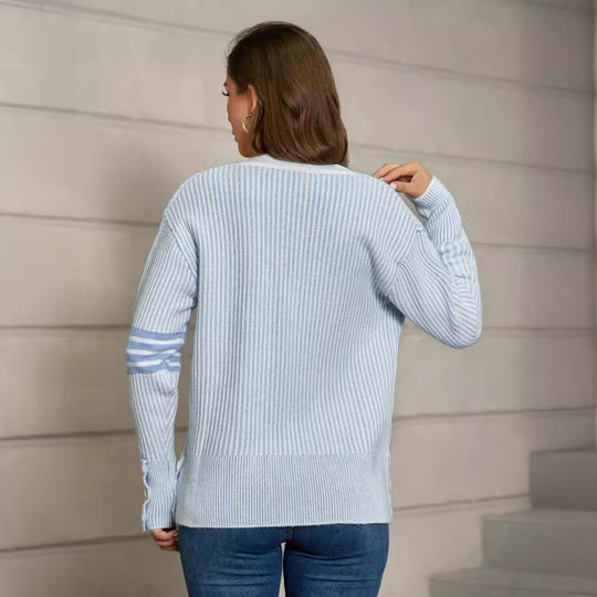 Damen modische Strickjacke mit Knopfdetails und praktischen Taschen EB