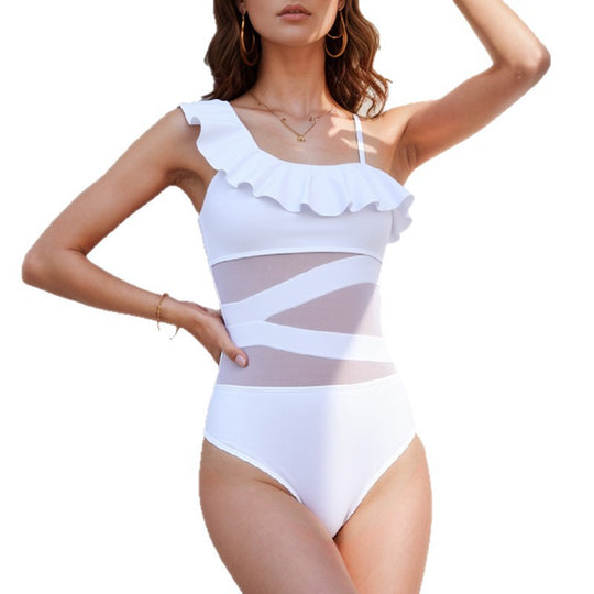 Damen Eleganter Monokini mit modischem Rüschendetail EB