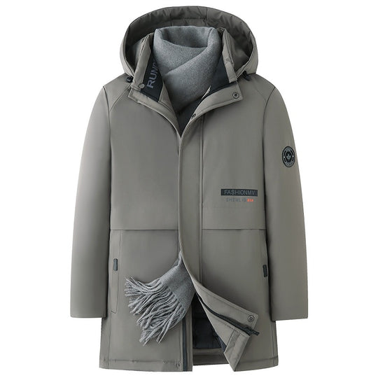 Herren mittellanger Thermoparka mit Kapuze, wind- und wasserabweisender Performance-Außenhülle EB