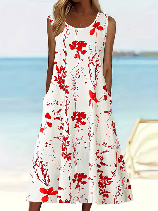 Damen Blumenmuster Sommerkleid EB