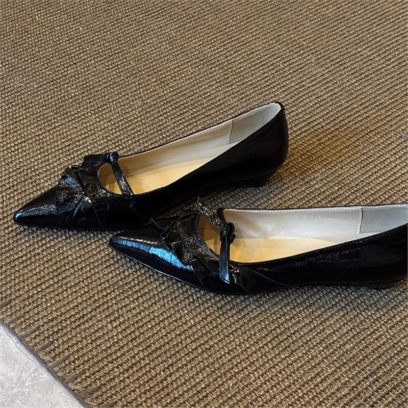 Damen spitze Ballerinas mit dekorativem Schleifendetail EB