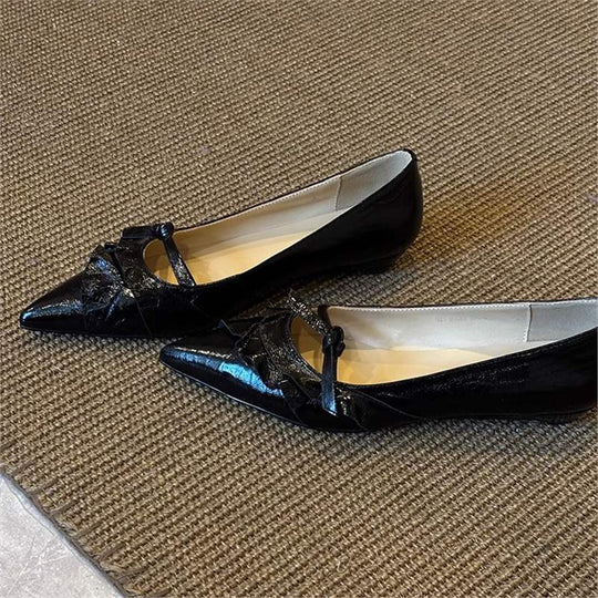 Damen spitze Ballerinas mit dekorativem Schleifendetail EB