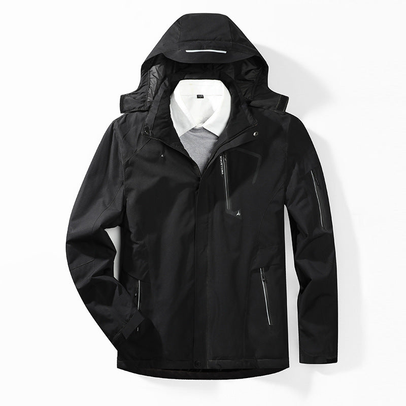 Herren Camouflage Regenjacke mit Kapuze und verstärkten Reißverschlusstaschen EB