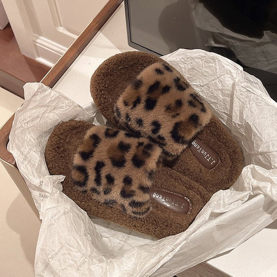 Damen Flauschige Hausschuhe mit tierischem Muster EB