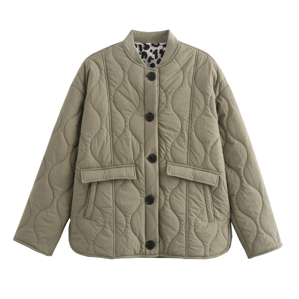 Damen gesteppte Übergangsjacke mit praktischen Taschen und elegantem Stehkragen EB