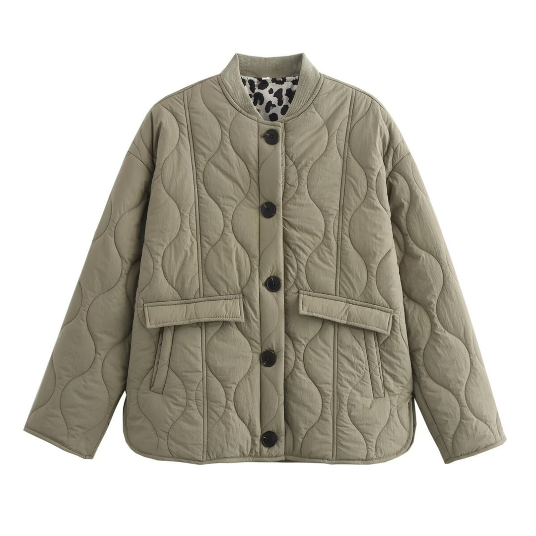 Damen gesteppte Übergangsjacke mit praktischen Taschen und elegantem Stehkragen EB