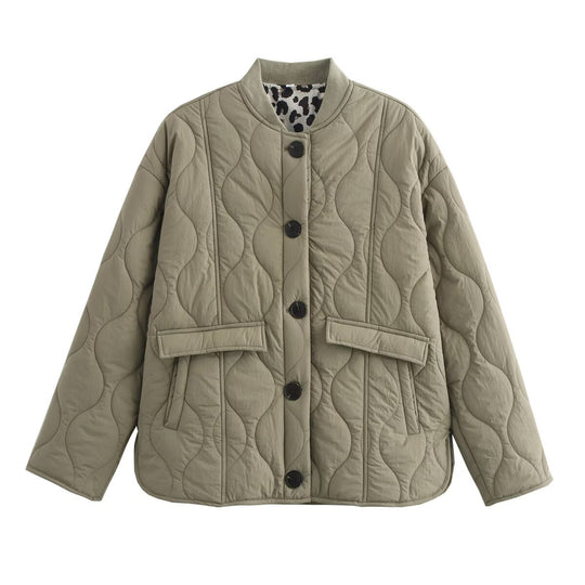 Damen gesteppte Übergangsjacke mit praktischen Taschen und elegantem Stehkragen EB