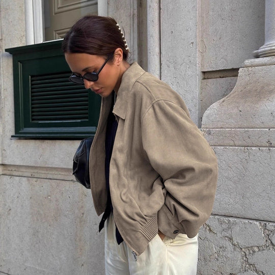 Damen Lässige Oversized Jacke aus weichem Material EB