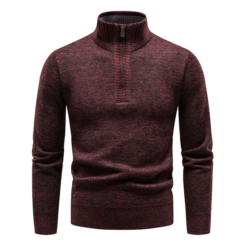 Herren Strickpullover mit hohem Kragen und Reißverschluss EB