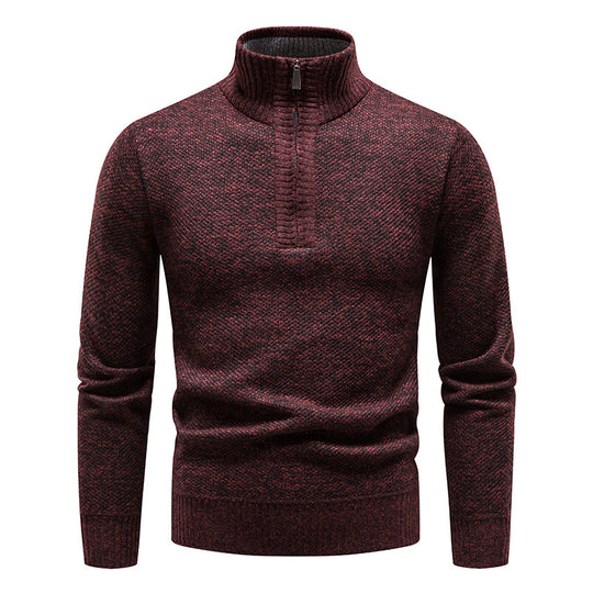 Herren Strickpullover mit hohem Kragen und Reißverschluss EB