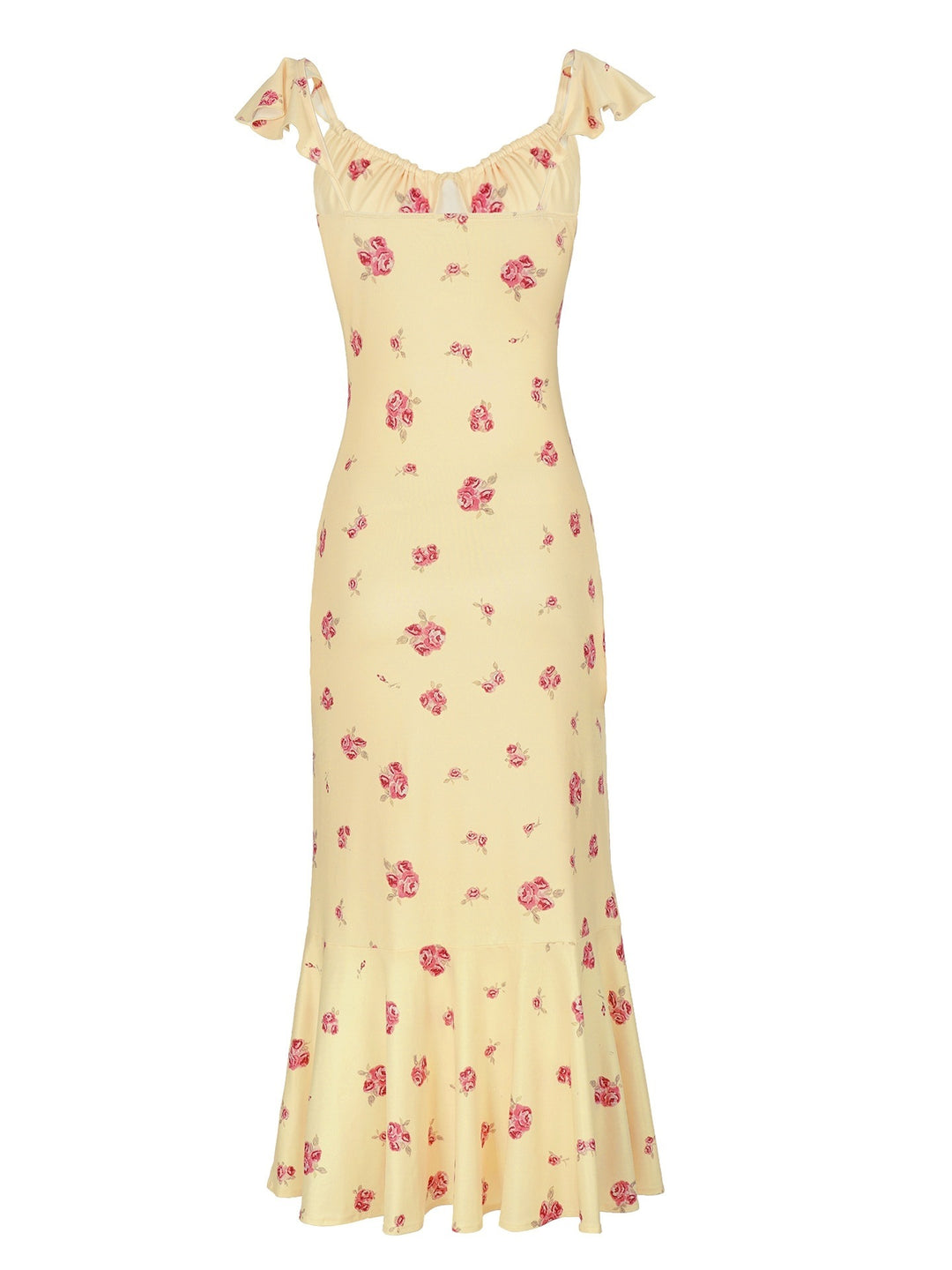 Damen Maxikleid mit floralen Rüschen und elegantem Schnitt EB
