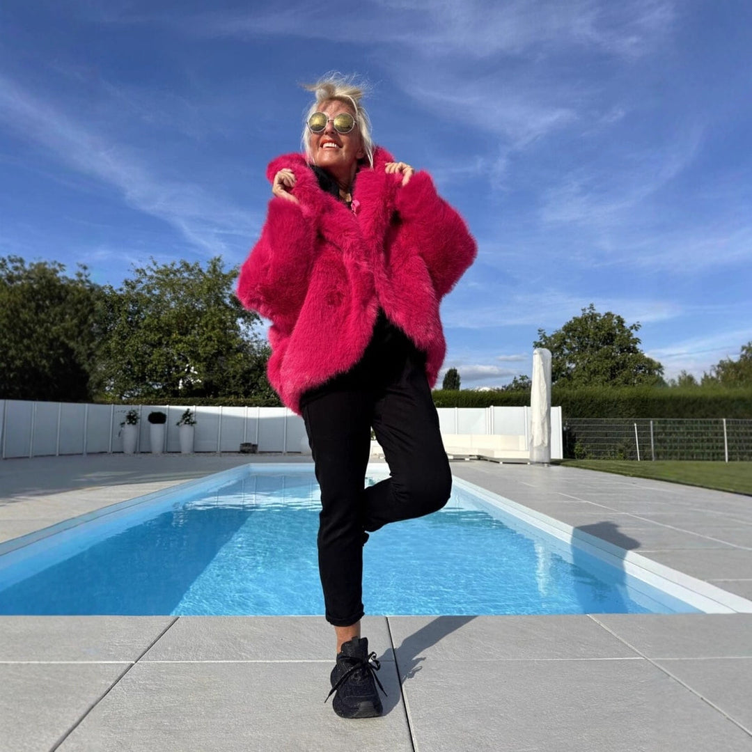 Damen Modische Fleecejacke mit weich gefüttertem Kragen und weitem Schnitt EB