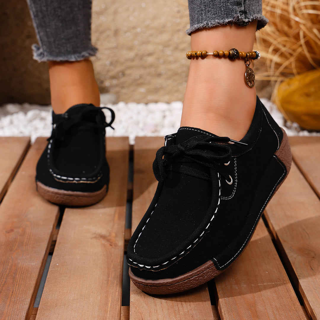 Damen bequeme Freizeitschuhe mit detailreichem Schnürdesign EB