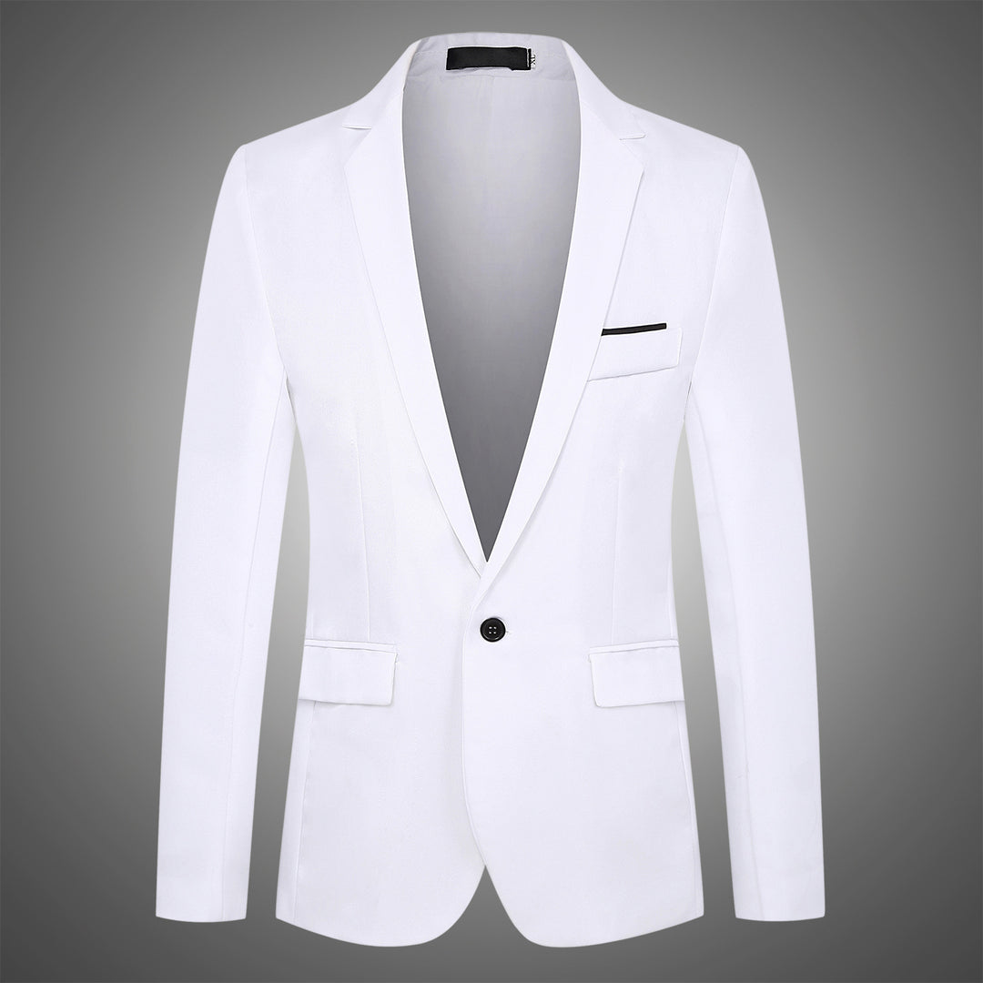 Herren nan tailliertes Satin-Sakko mit schmaler Silhouette, Notch-Revers und dekorativer Brustpaspel EB