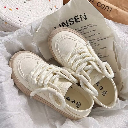 Damen Komfortable Sneakers aus robustem Canvas mit dickem Sohlenprofil EB
