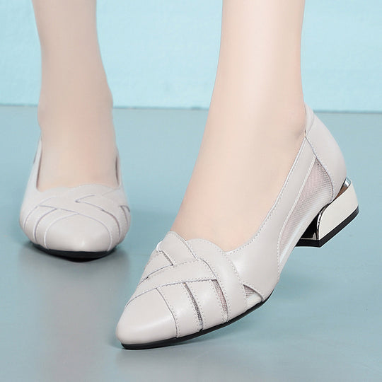 Damen Elegante Ballerinas mit modischem Faltendesign und komfortablem Blockabsatz EB