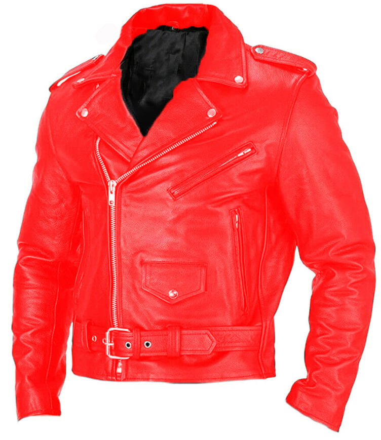 Herren Bikerjacke aus Leder mit asymmetrischem Reißverschluss EB