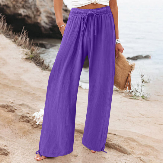 Damen Weite hose mit elastischem Bund und praktischen Taschen EB