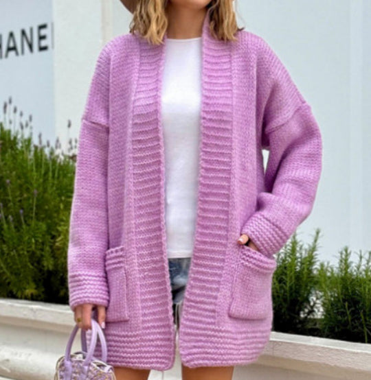 Damen Grobstrickjacke mit großzügigen Taschen und lässigem Schnitt EB