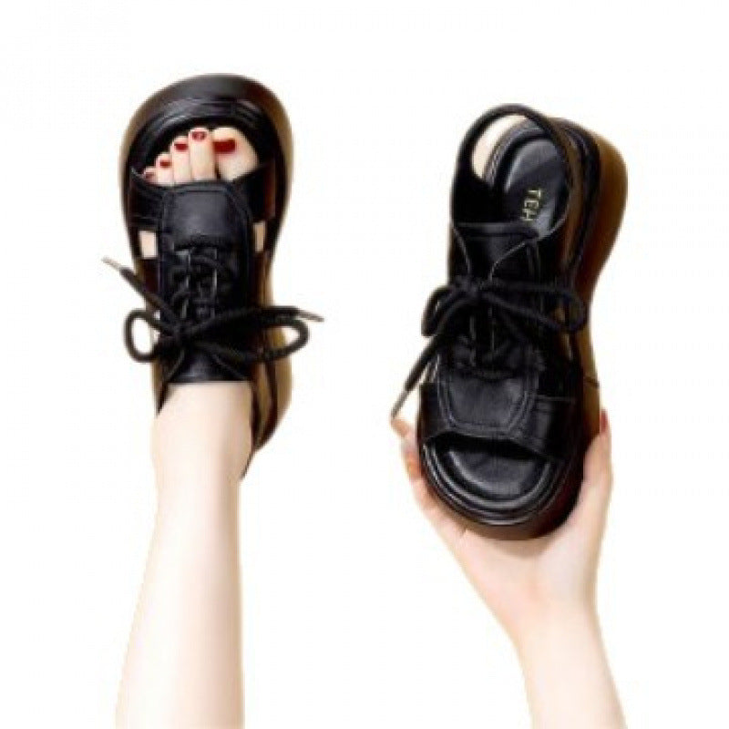 Damen Sportliche Sandalen mit modischem Schnür-Design und komfortabler Sohle EB