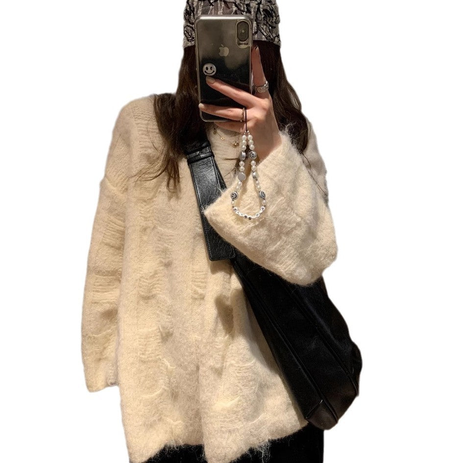 Damen Oversized Strickpullover im lässigen Pullover-Stil EB