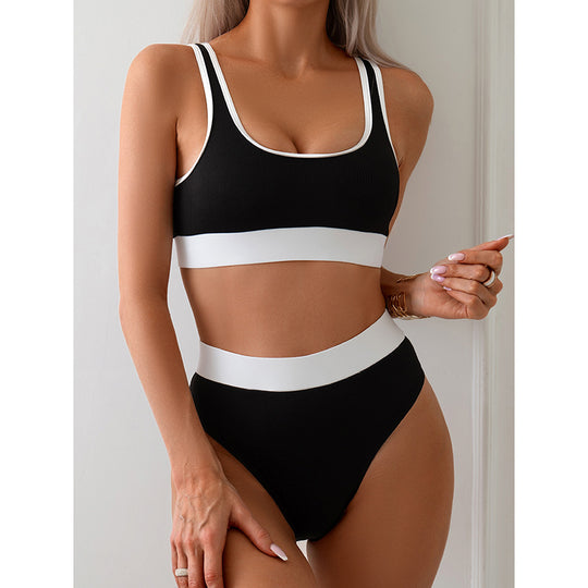 Damen hochgeschnittenes Bikini-Set mit sportlichem Design EB