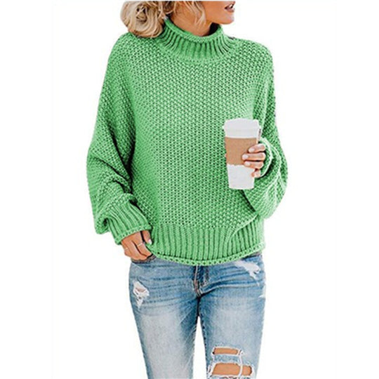 Damen Grobstrickpullover mit Rollkragen und lässigem Schnitt EB