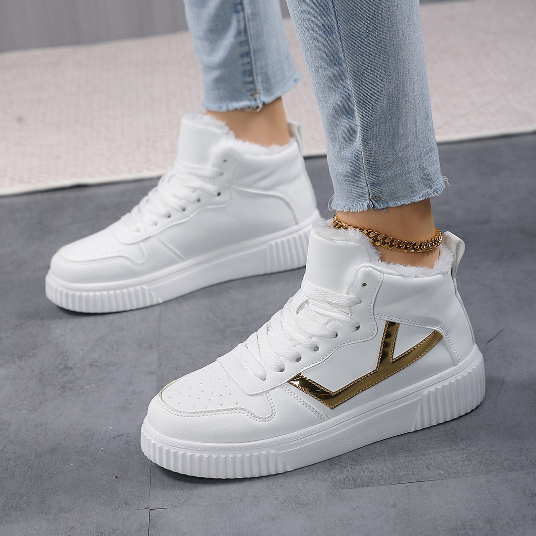 Damen Hohe Sneaker mit warmem Futter und rutschfester Sohle EB