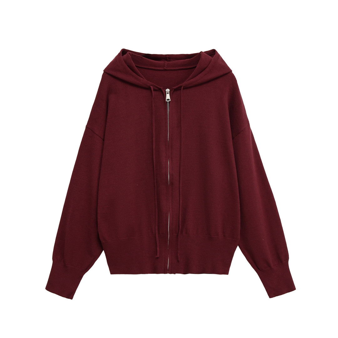Damen lässige Kapuzenjacke mit Reißverschluss EB