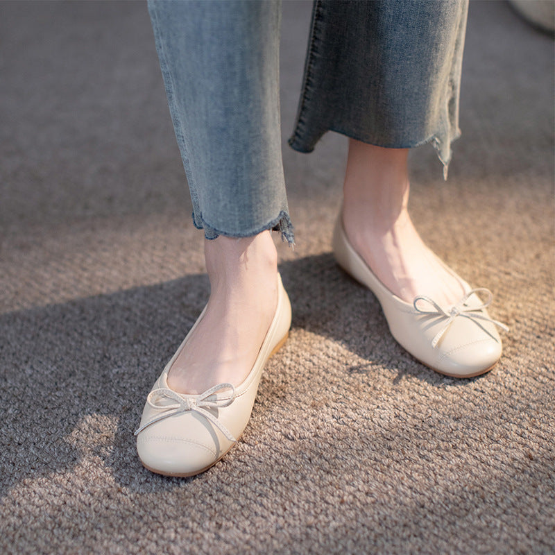 Damen Ballerinas mit dekorativem Schleifenakzent und rutschfester Sohle EB