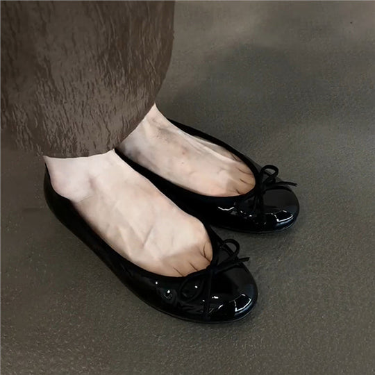 Damen Ballerinas aus glänzendem, strukturiertem Obermaterial EB