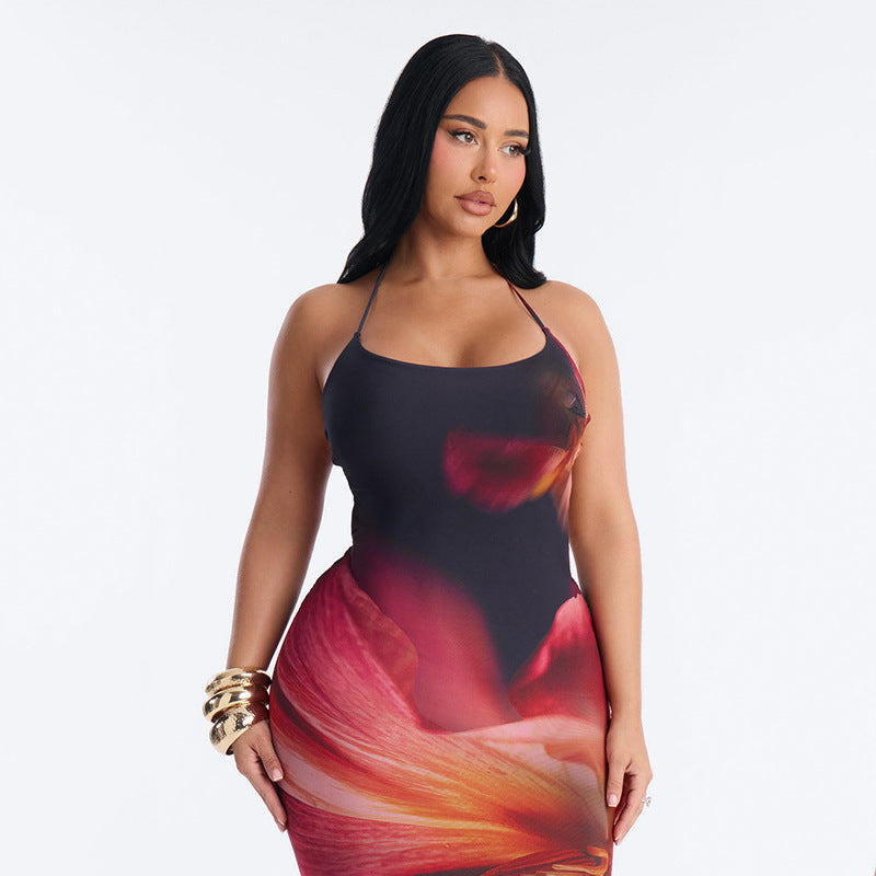 Damen Maxikleid mit aufregendem Blumenmuster und elegantem Schnitt EB
