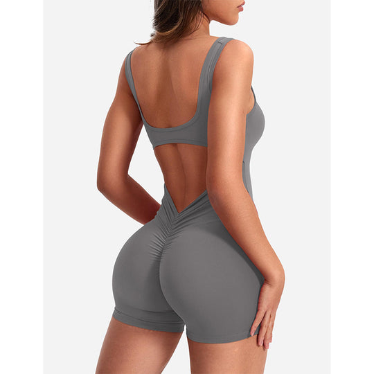 Damen Sportlicher Jumpsuit mit Rückenausschnitt und figurformendem Design EB